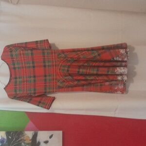 Plaid Dress with Snowflake Hem